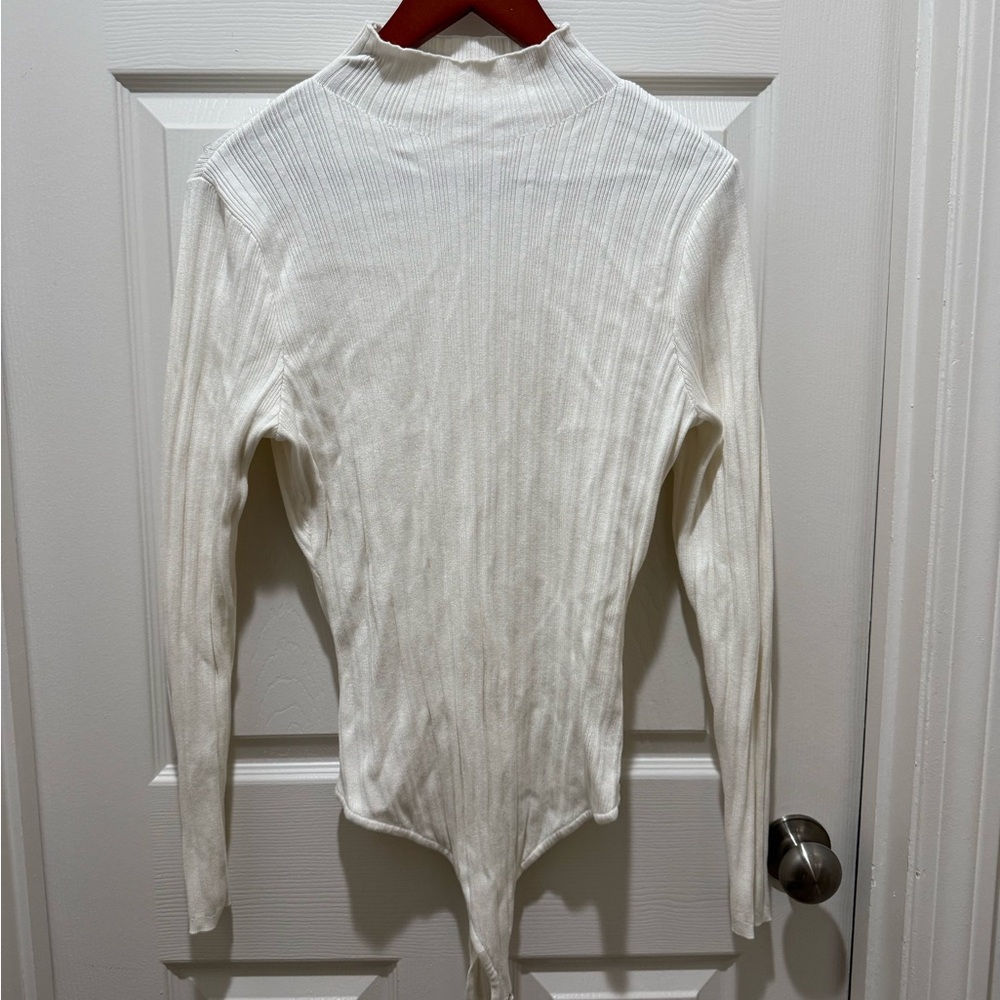 Abercrombie & Fitch White Ribbed Bodysuit